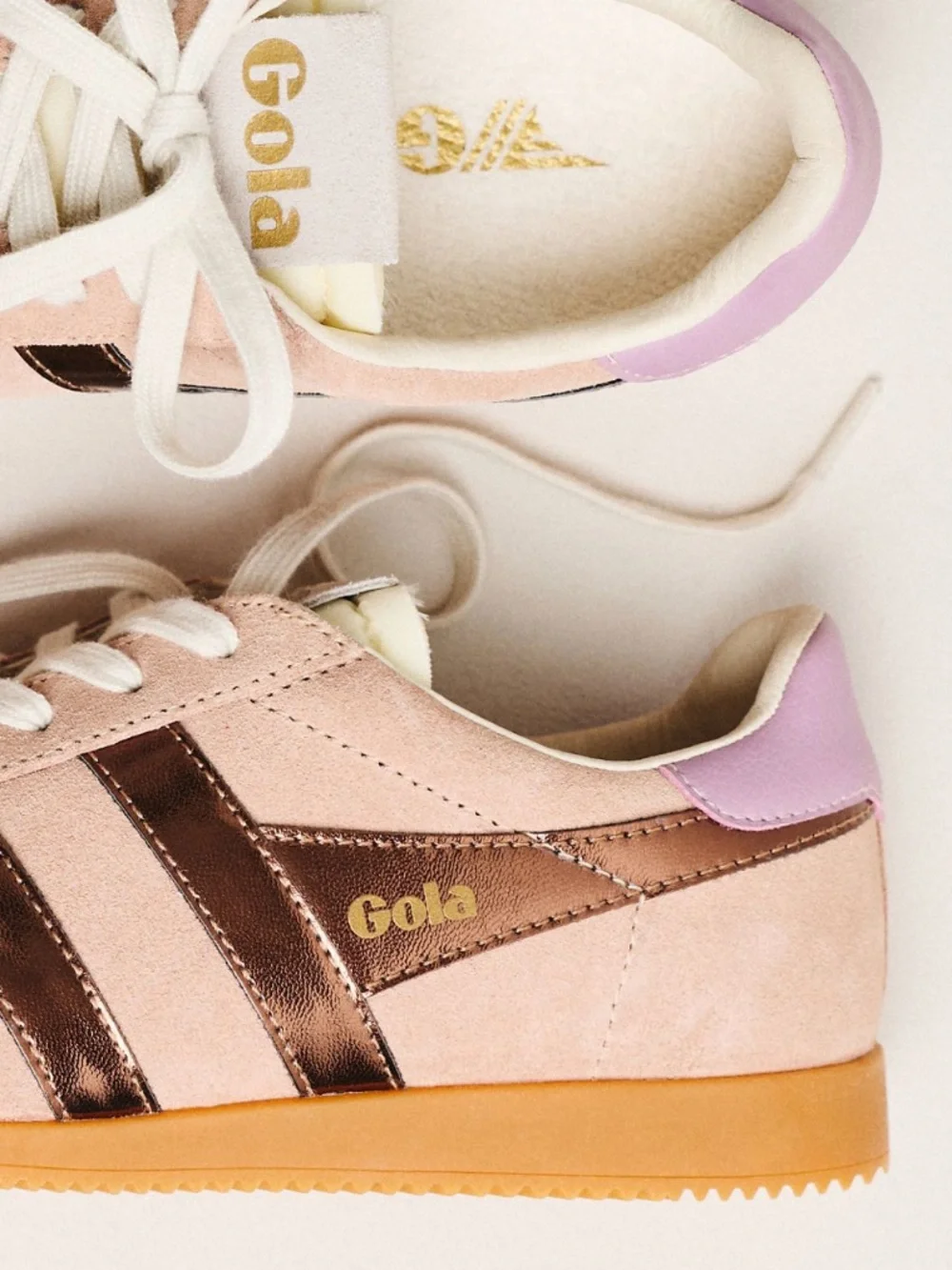 Gola Elan Glitz Sneakers - Cameo/Bronze/Candy suede - NIB